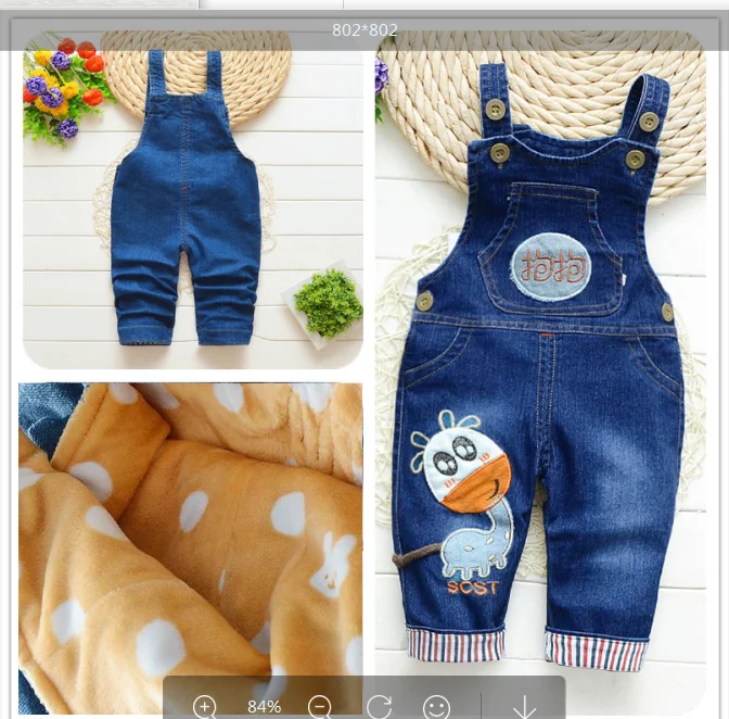 picture color BibiCola/ г. Зимние повседневные джинсовые комбинезоны, Детские Комбинезоны теплый плотный джинсовый детский нагрудник брюки для мальчиков и девочек детский комбинезон - Цвет: picture color