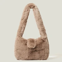 casual soft plush women shoulder bags luxury faux fur crossbody bag large capacity tote warm shopper bag big winter purses 2021