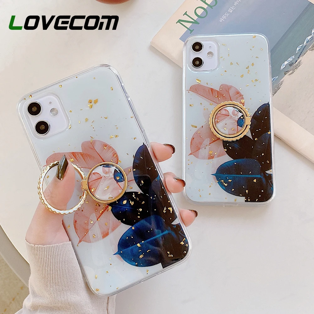 LOVECOM Ретро цветок кольцо Стенд чехол для телефона iPhone 11 Pro Max XR X XS 7 8 6 Чехол Мягкий