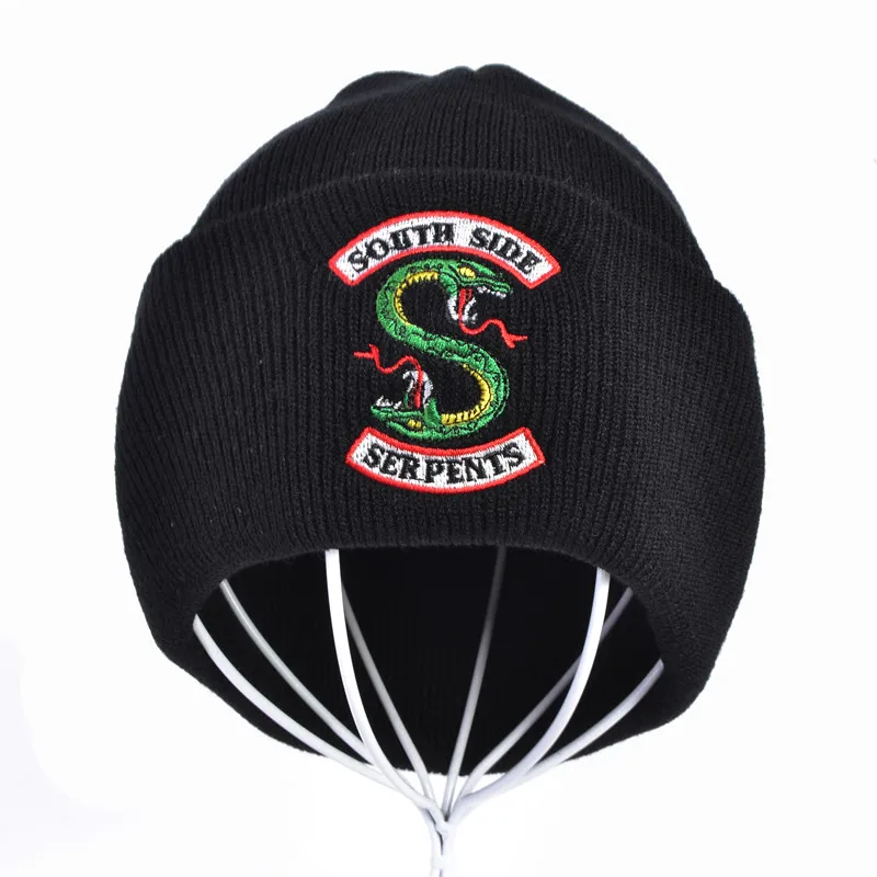 Зимняя вязаная шапка с вышивкой South Side Serpents|Мужская Skullies & шапочки| |