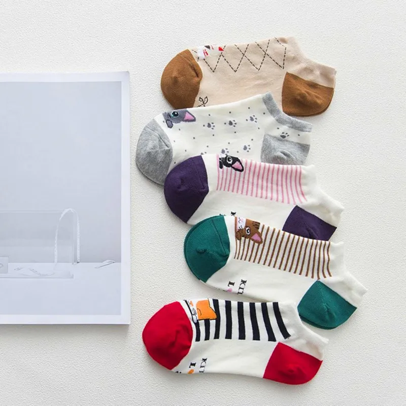 5 пар/лот женские носки с животными из мультфильма кот &quot Джокер хлопковые