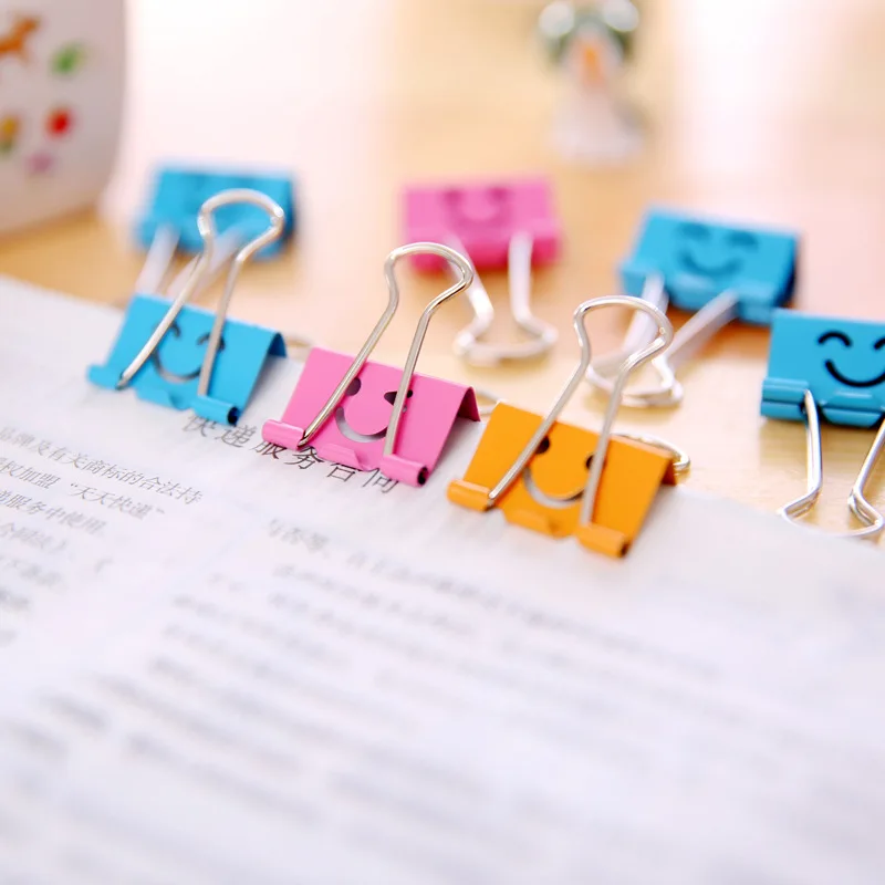 25 мм милые Металлические Мини-зажимы для бумаги со смайликом держатель