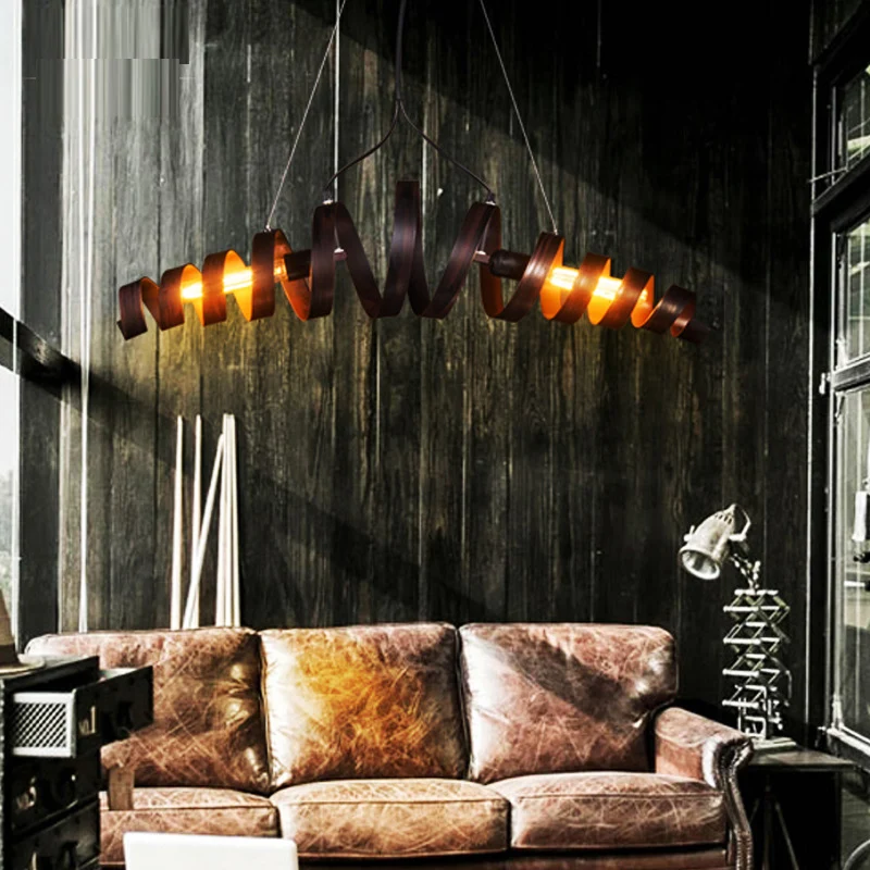 

American Vintage LED Pendant Lamp Black Metal Sconce Iron Hanging Light for Living Room Kitchen Island Lighting Fixtures