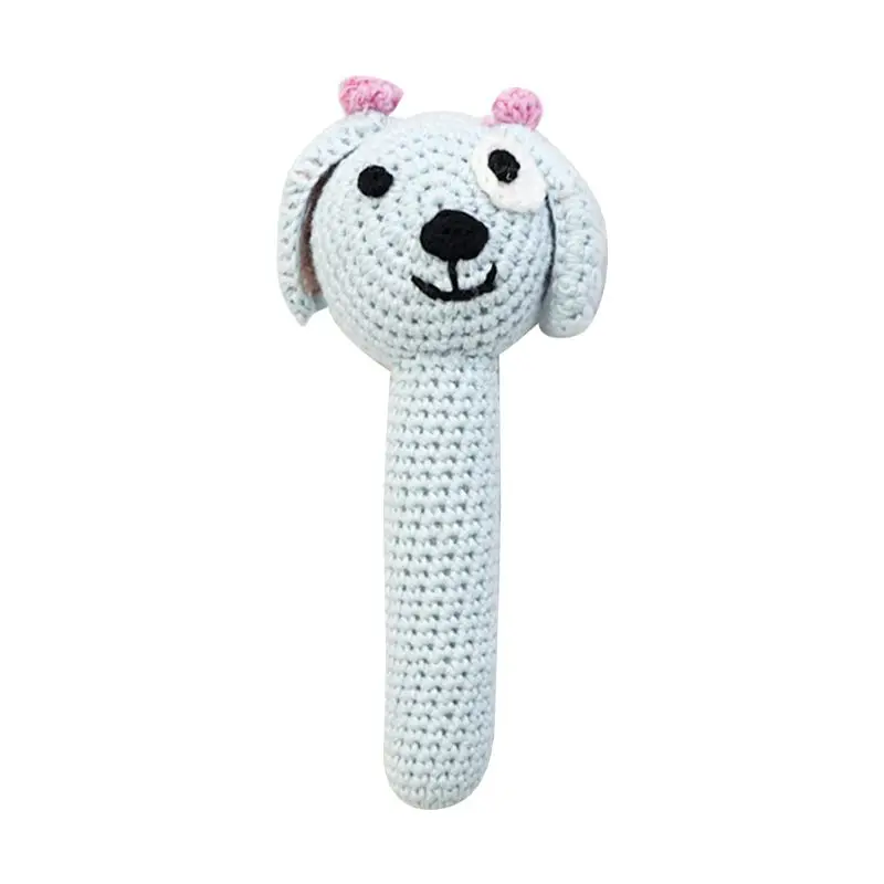 

OOTDTY 1PC Cute Dog Shape Baby Crochet Rattle Hand Bell Teethers Infant Molar Play Toy DIY Teething Nursing Soother Wholesale