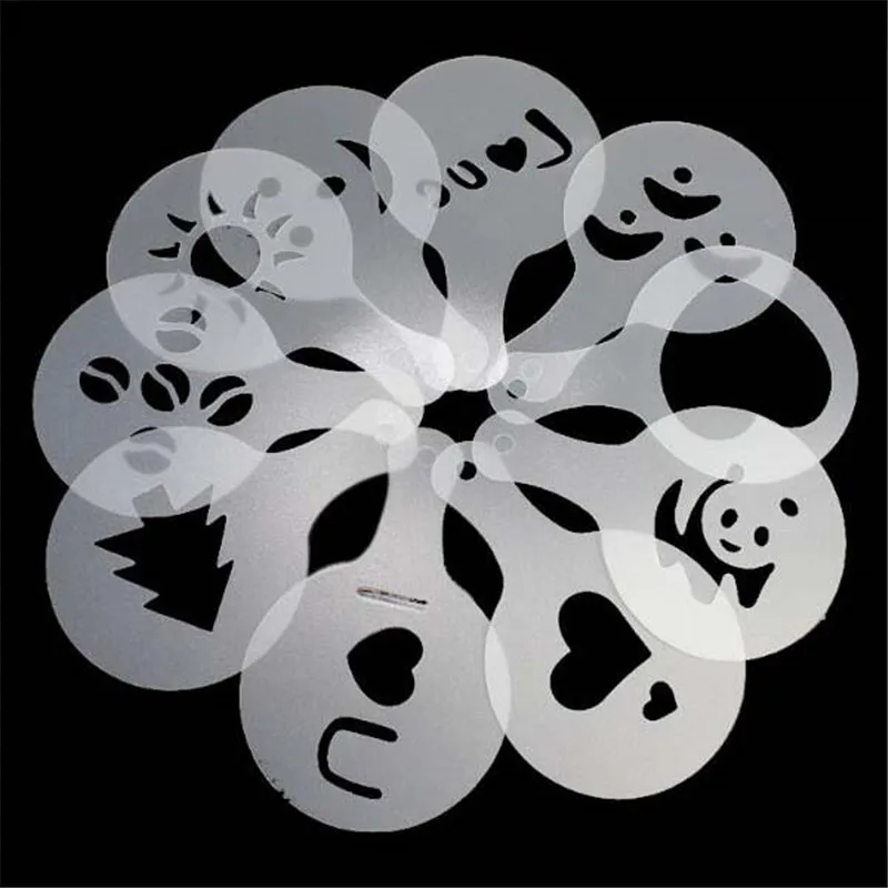 

16pcs Coffee Template Filter Paper Coffee Machine Cocoa Barista Mold Template Scattered Flower Mat Spraying Art Baking Tools