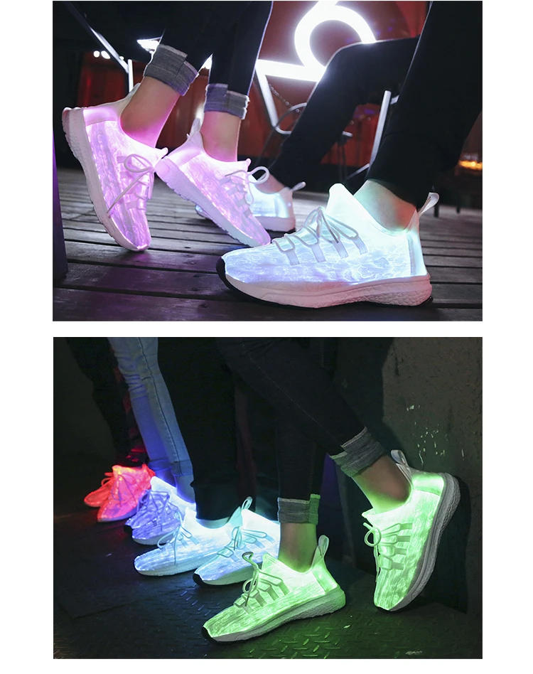 Большой Size25-46 Led волоконно-оптический обувь для девочек и мальчиков; размеры Для мужчин Для женщин USB зарядки светящиеся кроссовки, мужская легкая обувь на шнуровке Обувь для стрит-данса