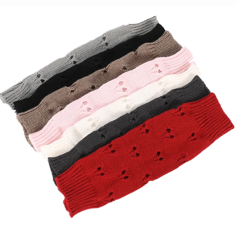 

Women Fingerless Gloves Stylish Hand Warmer Winter Warm Gloves Hollow Knitting Arm Crochet Heart Mitten Warm Gloves