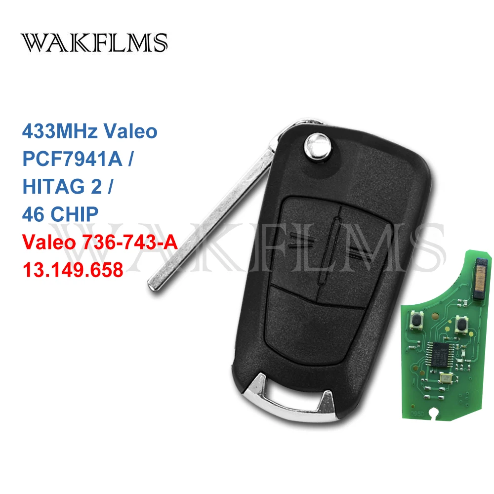 2 кнопки 433 МГц PCF7941A дистанционный Флип брелок для Vauxhall Astra H Zafira B 2004 2013 Valeo 736 743 A