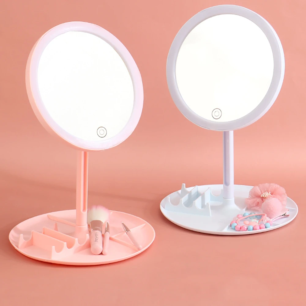 

Зеркало светодиодный макияжа со светодиодной подсветкой, настольное портативное складное зеркало для макияжа, настольное туалетное зерка...