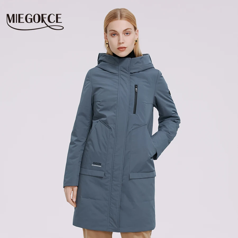 MIEGOFCE 2021 новая коллекция весенняя женская куртка длинная стеганая ветровка и