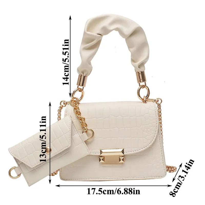 

Women New Trend Handbag Stone Pattern Solid Color Crossbody Bags Fashion Small Chain Shoulder Bags Ladies Totes Handbag