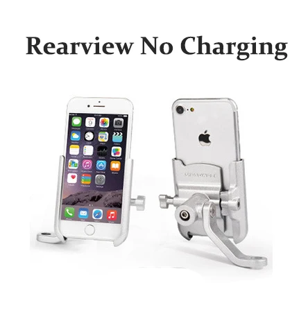 Rearview No Charger Vmonv алюминиевый мотоциклетный зарядный Руль держатель мобильного телефона для iPhone X универсальное зеркало заднего вида USB зарядное устройство подставка крепление - Цвет: Rearview No Charger