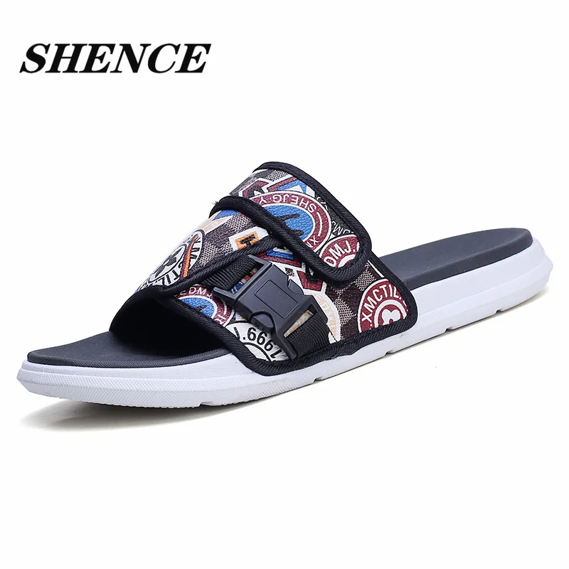 

SHENCE Hot New Summer Plus Size Men's Sandals Elastic Fashion Women's Slippers Buckle Flip Flops Large Size Couple Sandals A56