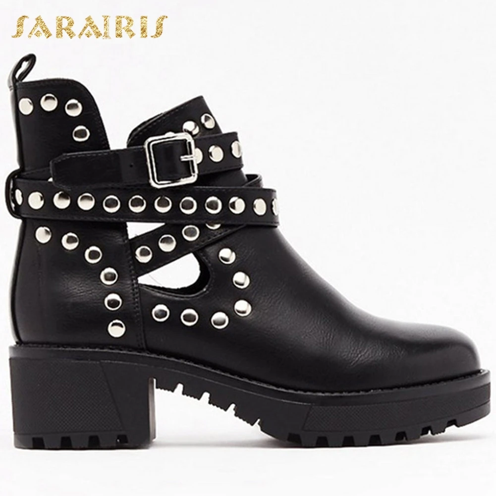 

GIGIFOX Brand New 2021 Top Quality Platform Square Heels Leisure Fashion Spring Autumn Ankle Boots Shoes Women Motorcycles Boot