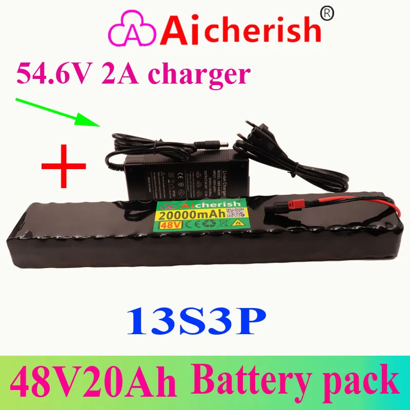 Аккумулятор 18650 13S3P 48V 20Ач 750Вт перезаряжаемый пакет с встроенной функцией BMS и защитой от перезаряда.