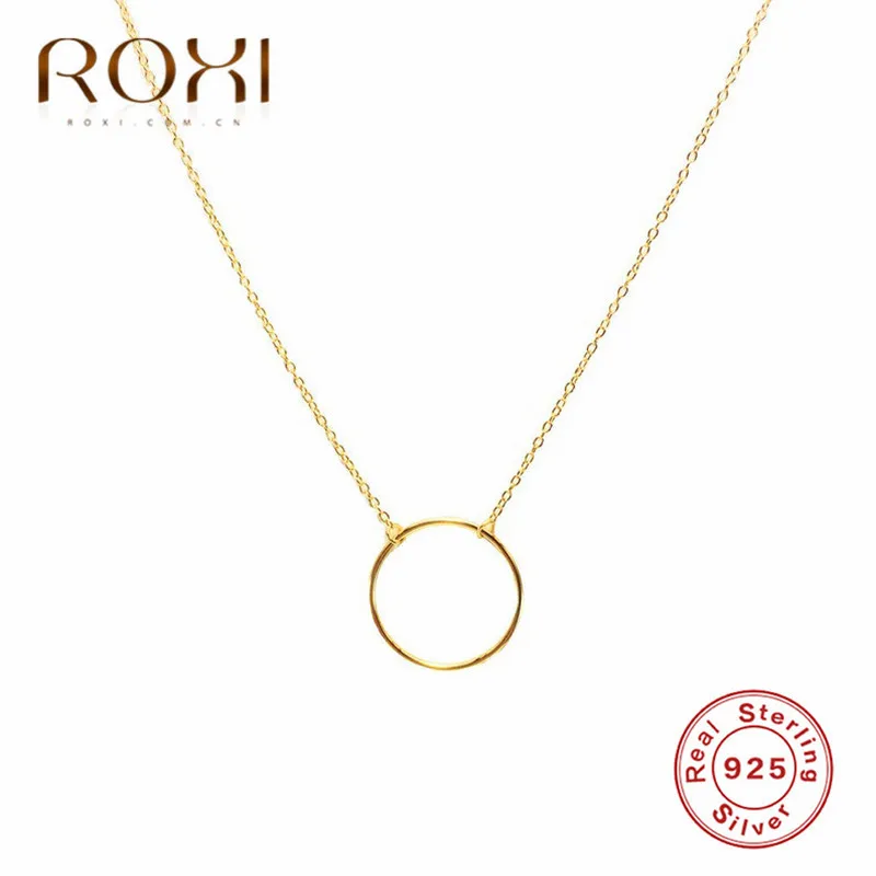 gold ROXI простое ожерелье из стерлингового серебра 925 пробы, круглая подвеска кармы, ожерелье для женщин, модное ожерелье из ключицы - Окраска металла: gold