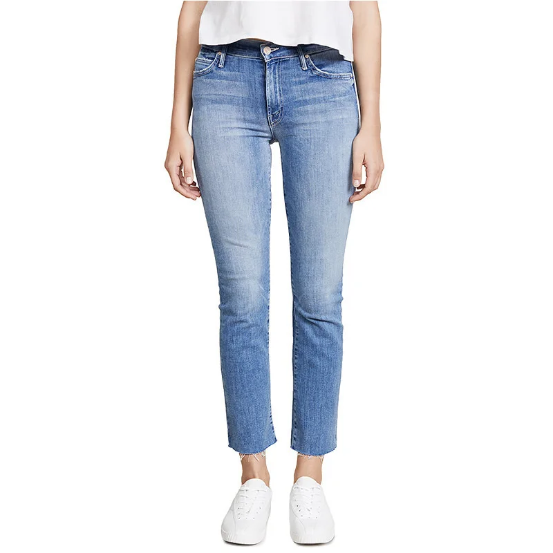 

Джинсы женские с завышенной талией 21mo, супермягкая эластичная прямая трубка с необработанным краем, турецкий материал