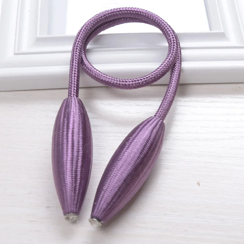Purple 1 шт., скручивающаяся кукурузная занавеска с завязками сзади, удлиненная плетеная веревка, драпировка, подхваты, декоративные затемненные оконные шторы и прозрачные панели, держатель - Цвет: Purple