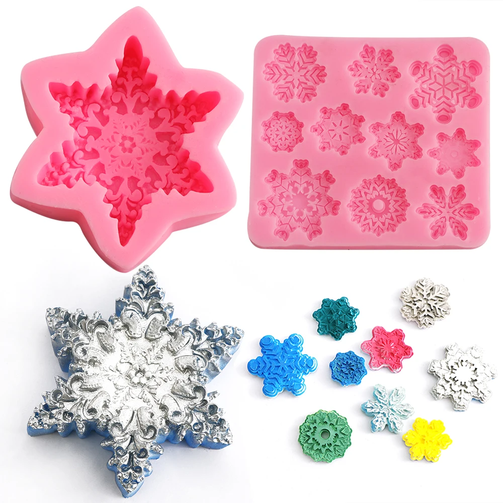 

1/10 Cavity Snowflake Silicone Cake Mould 3D Snowflake Shape Fondant Cake Chocolate Baking Mold DIY Cake Decorating Tools