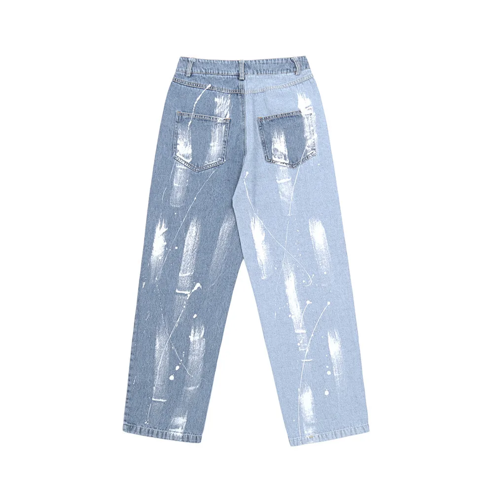 

Graffiti color block jeans men's denim pants mens street wear Hip Hop men distressed denim jeans 2021 clothes 20225
