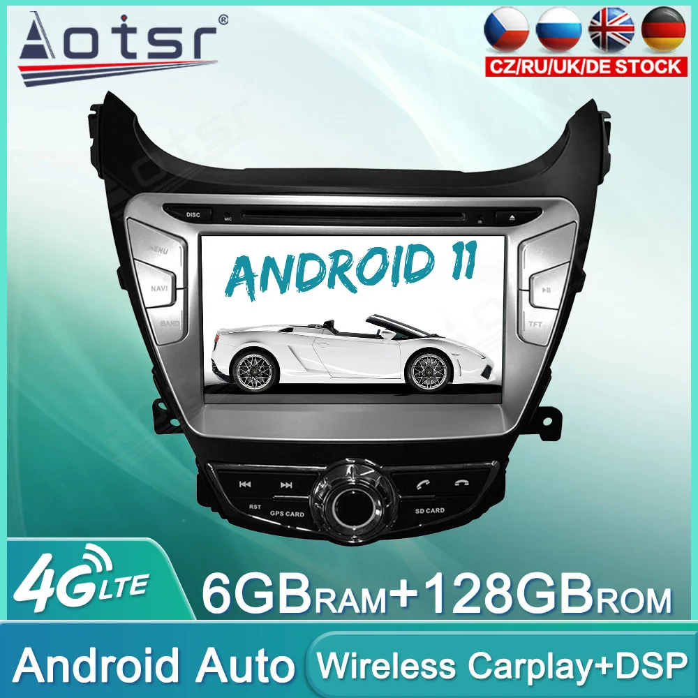 

Автомобильное радио, Android 11, 128 ГБ, для Hyundai ELANTRA 2011-2013, мультимедийный аудиоплеер, GPS-навигация, автомобильное стерео головное устройство Carplay