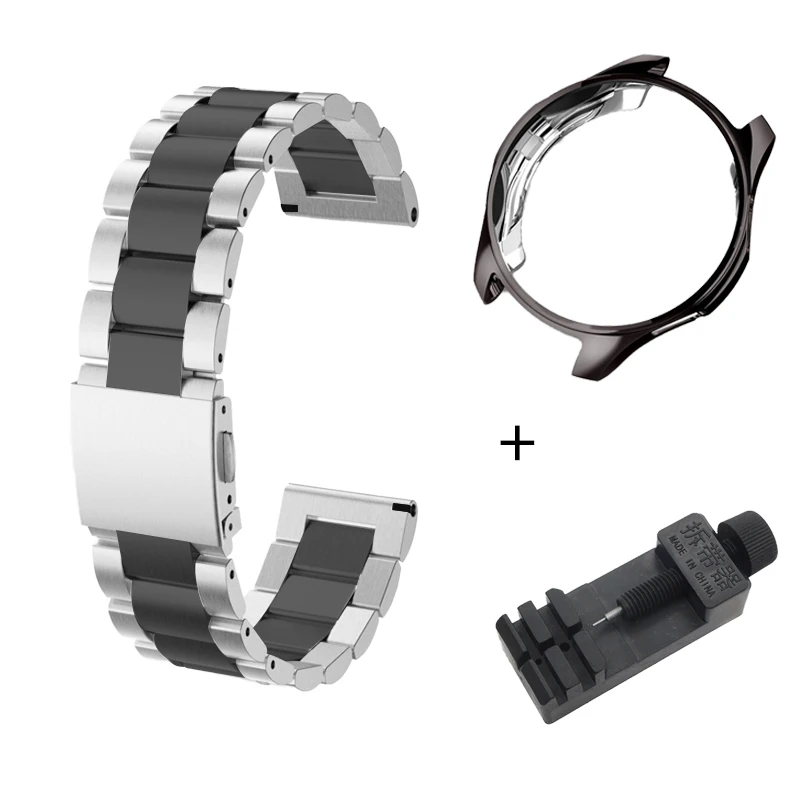 SZ-BKsilver- BK Case 20 мм 22 мм металлический ремешок для часов huawei Watch GT2 браслет для samsung Galaxy 46 мм gear S3 ремешок на запястье Amazfit 2 быстрая установка - Цвет ремешка: SZ-BKsilver- BK Case