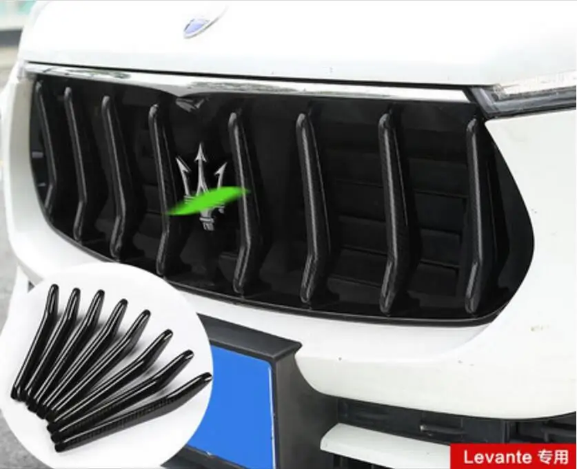 

Carbon Fibre 8pcs Car Front bumper Mesh Vent Hole Dirt Grille Grills Cover Trims For Maserati Levante 2016 2017 2018