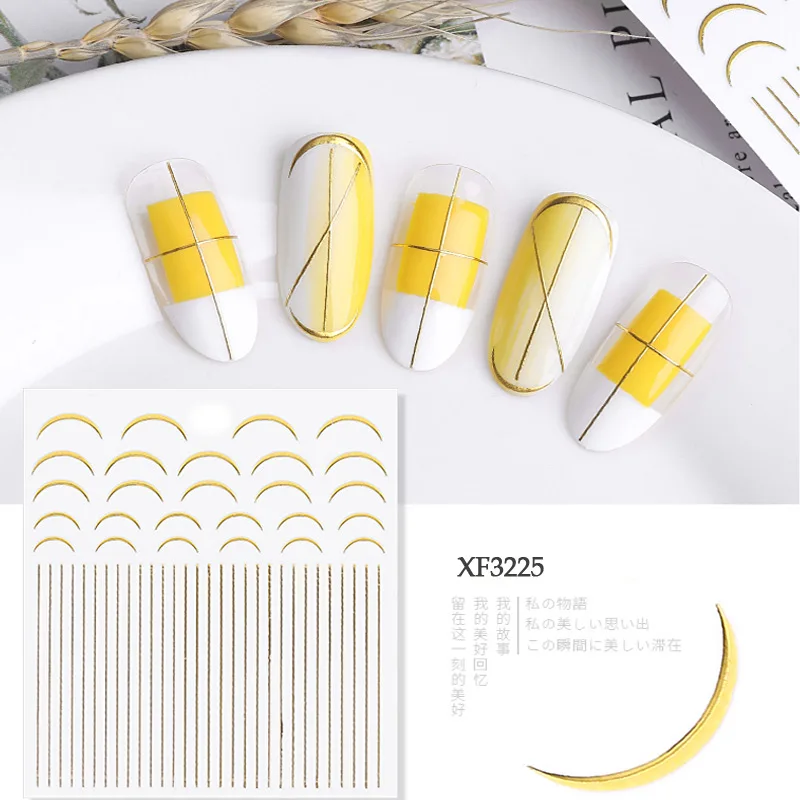Красочные стикеры 3D на ногти Nail Art Переводные снежинки дизайн золото наклейка