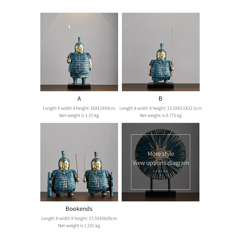 

Chinese Style Home Accessories Terracotta Warriors and Horses Ornaments Cute Version Retro Office TV Personality Creative Crafts