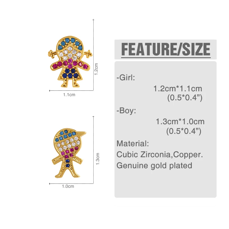 Милые корейские серьги гвоздики с кубическим цирконием для мальчиков и девочек