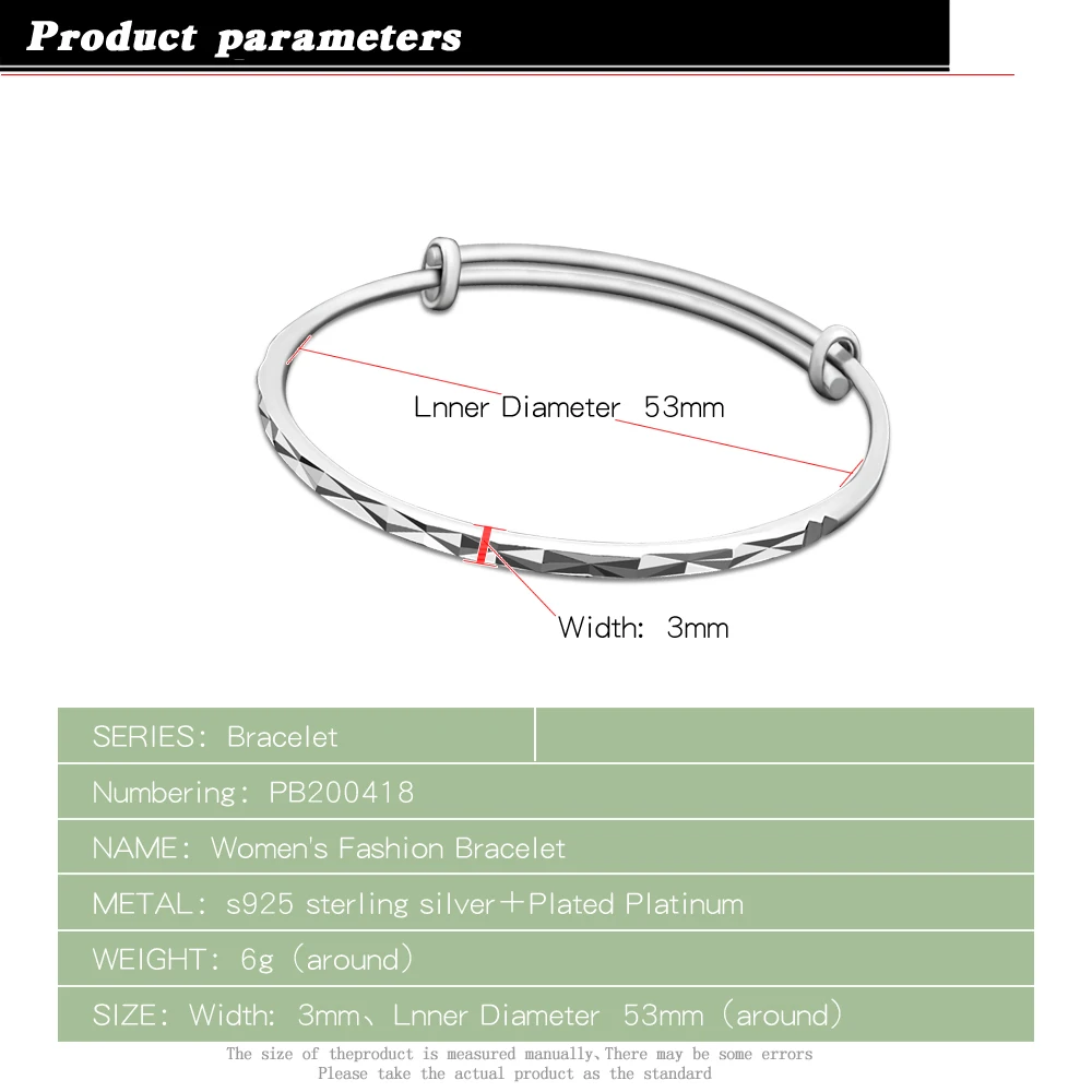 Модный браслет с гравировкой для девочек 100% Стерлинговое Серебро 925 пробы