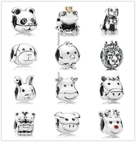 authentic 925 sterling silver cat cute dog remarkable rabbit cow charm bead fit pandora bracelet necklace jewelry