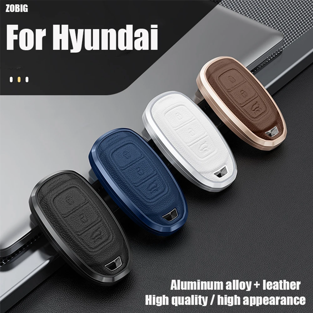 Key Fob Cover Case Shell Holder Protector with Key Chain for Hyundai Santa Fe Palisade Kona Elantra GT Veloster 3Buttons Smart
