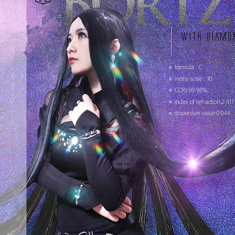 

Houseki no Kuni Bort Cosplay Wig Woman Gradient 1.5CM Long Black Anime Hair Wigs