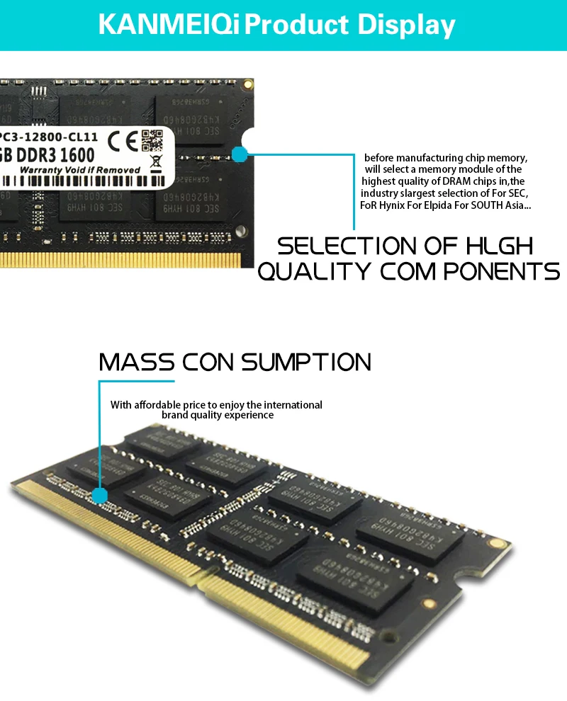 DDR3L DDR3 4 ГБ 8 ГБ 1333 МГц 1600 SO-DIMM 1,35 v 1,5 v ноутбук оперативная память 204pin памяти ноутбука KANMEIQi