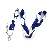 starry sky cat neck strap keychain lanyard for keys id card bagde holder necklace keycord hang rope webbing ribbon diy lanyards