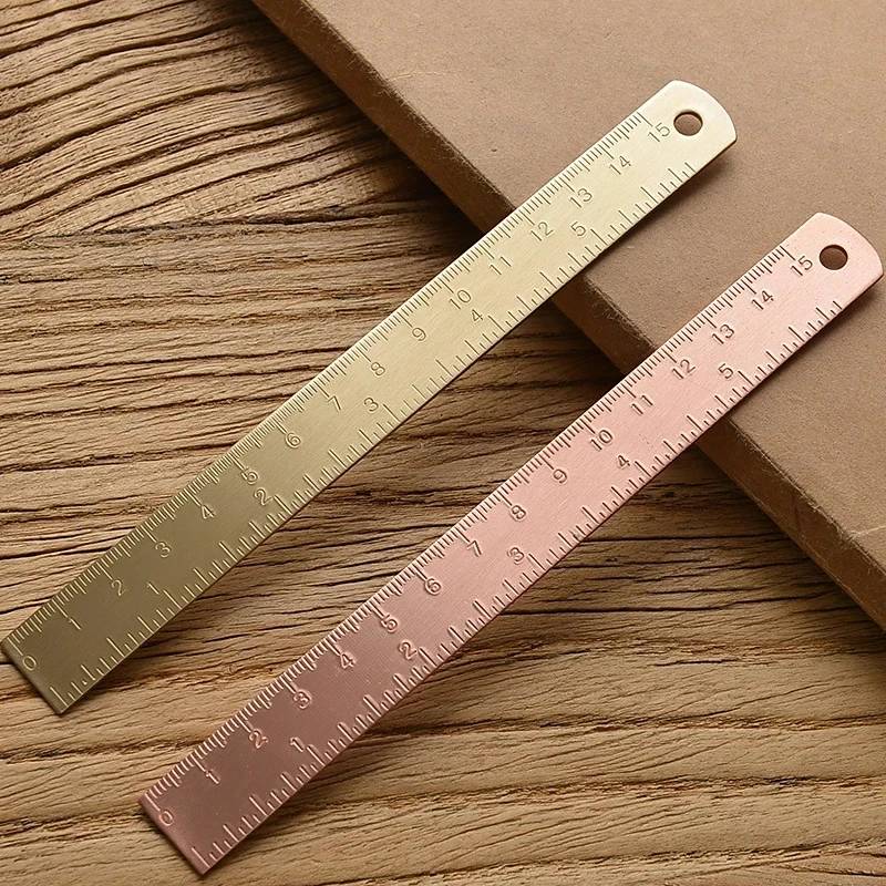 

15CM Vintage Brass Geomitric Ruler Golden Retro Semicircle Protractor Straight Ruler School Kids Gift Set Measure Tools