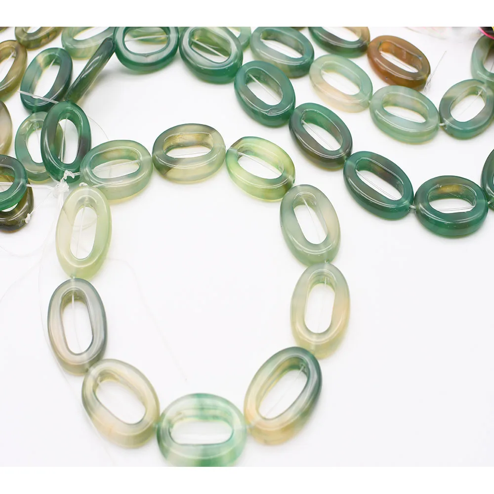 2strands/lot 36mm Natural Smooth Green Elliptical circle Agate stone beads For DIY Bracelet Necklace Jewelry Making Strand 15