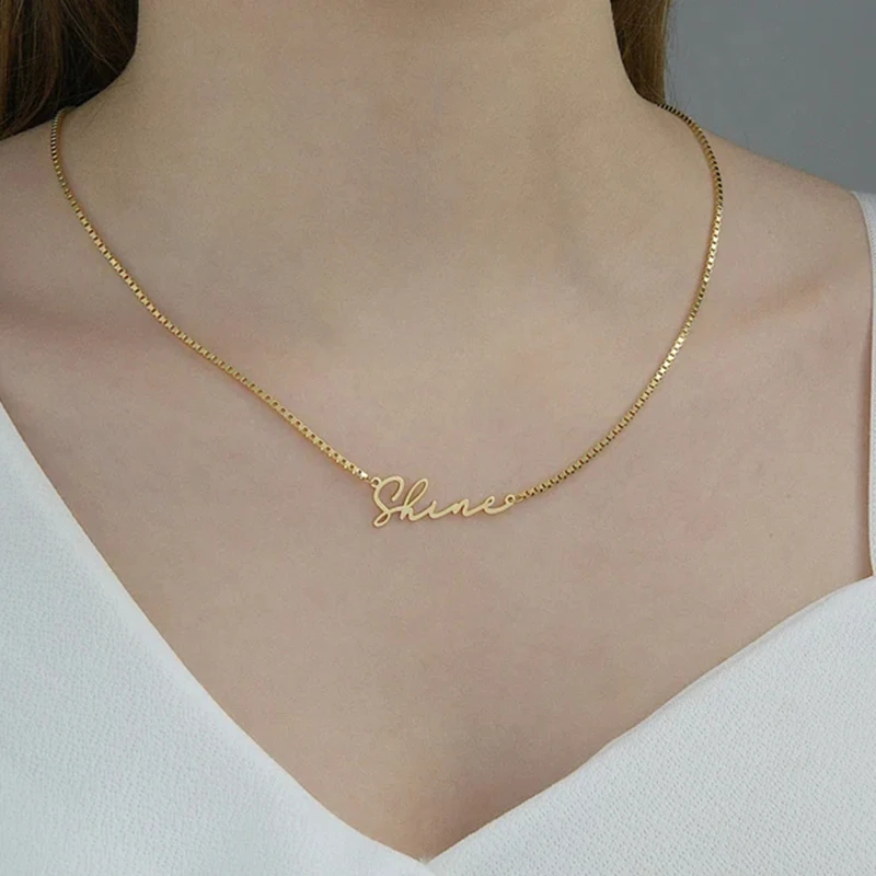 

Customize Name Necklace Stainless Steel Nameplate Pendant for Women Mens Gold Silver Color Collar Best Gift for Wife