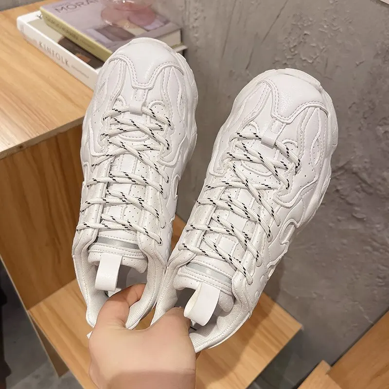

de deporte vulcanizadas para mujer, zapatos gruesos de plataforma, color blanco, 5cm, para , 2021