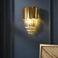 fkl crystal wall lamps led gold bedsides lights for bedroom living room ac 110v 220v wall sconce indoor light fixtures