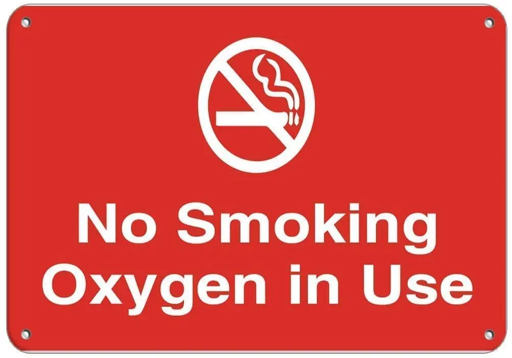 

No Smoking Oxygen in Use Style Hazard Flammable- Poster Funny Art Decor Vintage Aluminum Retro Metal Tin Sign Painting Signs