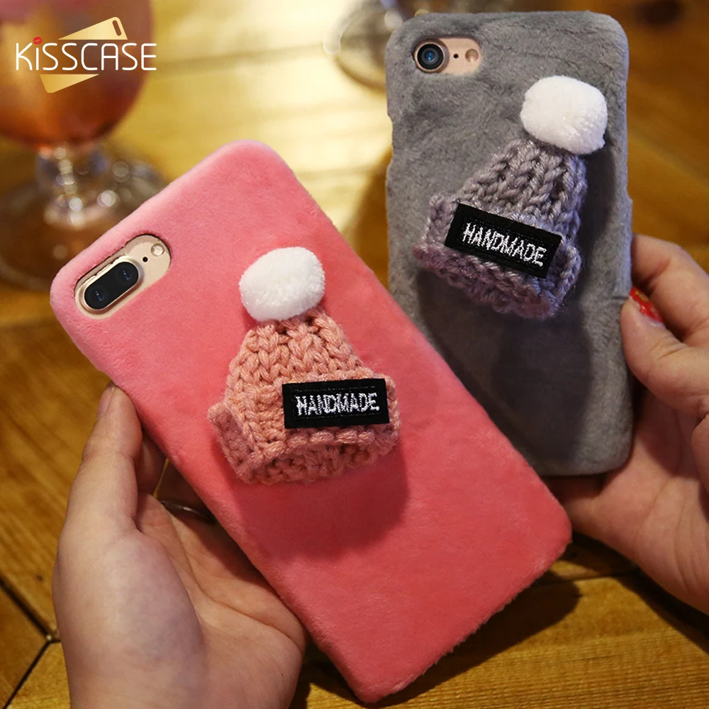 KISSCASE Christmas Hat Case For iPhone 11 Pro Max X XR XS MAX 6 7 8 PLUS 6S Plus Girly Gift Plush Phone Cover |