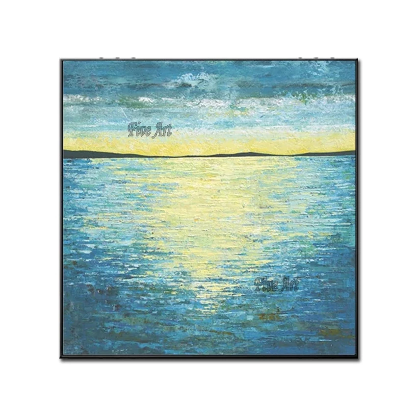 

Unframed Cheap Hot Selling Abstract Seascape Canvas Wall Art Hand-painted Abstract Textured Oil Painting Artwork Free Shipping