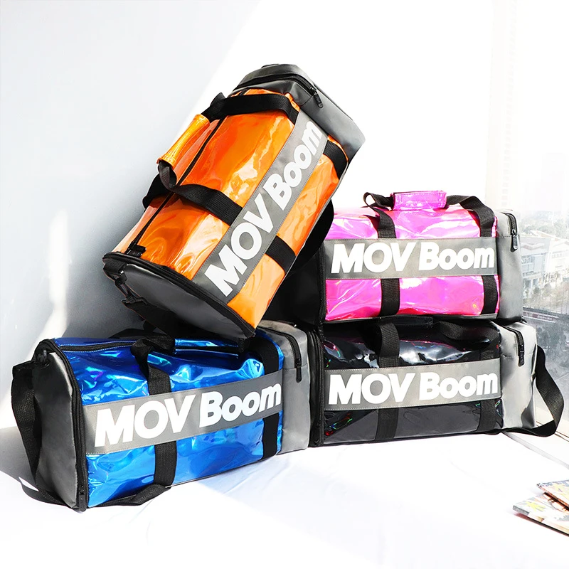 Outdoor Unisex Gym Laser Sports Fitness Handbag Yoga Waterproof Nylon Shoulder Training Dry Wet Duffel Bag with Shoe Compartment