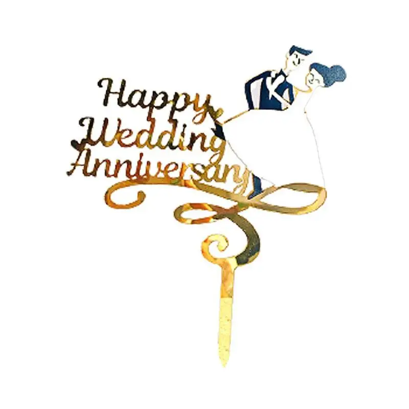 

Rose Flowers Happy Birthday Gold Acrylic Cake Toppers Gold Birthday Decor for Anniversary Wedding Party Cake Decorations