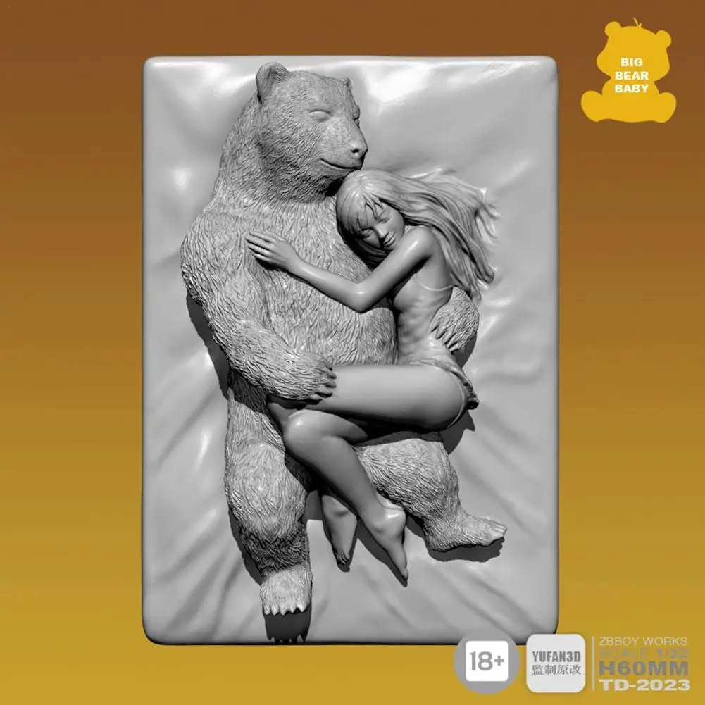 

60mm Yufan Supervisor Big Bear Baby Resin Soldier White Model 2123 R8V3