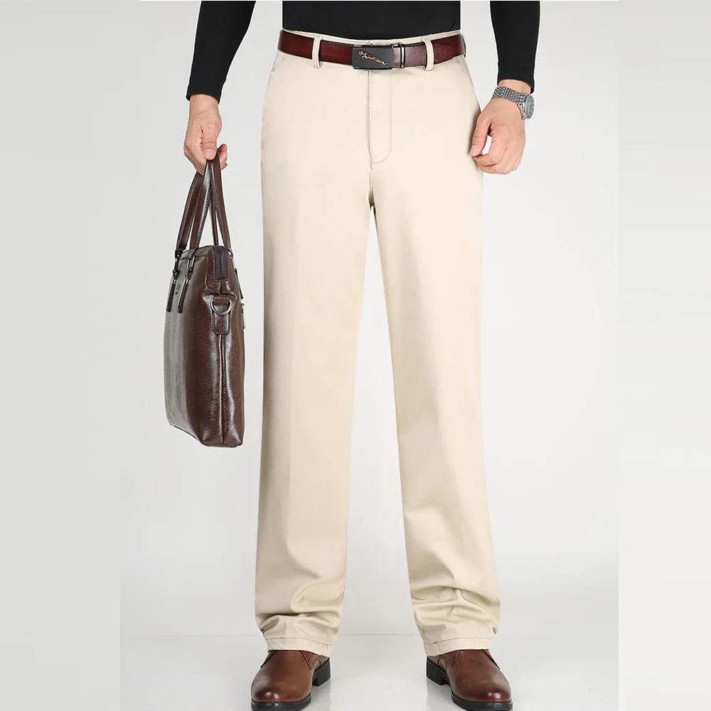 

Прямые мужские брюки с высокой талией, одежда, свободные хлопковые деловые повседневные брюки, весна 2021