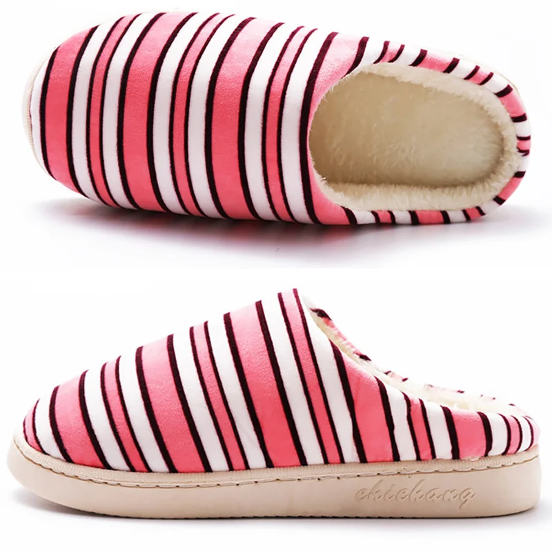 Для женщин тапочки в полоску зимние замшевые сапоги теплые Шлепанцы из