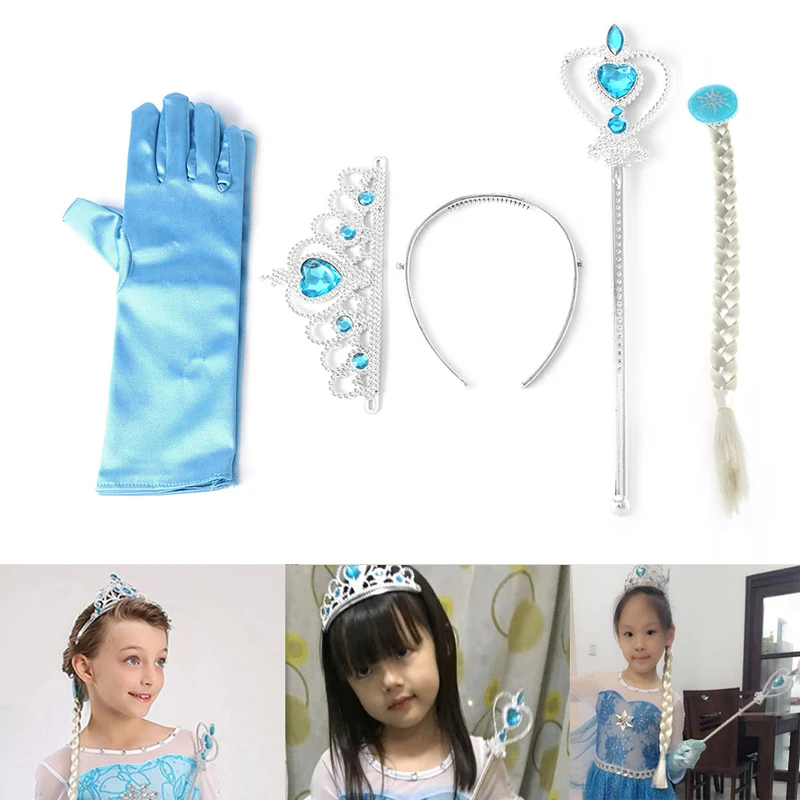 

Classic Children Toys Elsa Anna Tiara Princess Crown Wig Wand Gloves Christmas Cosplay Elsa Set